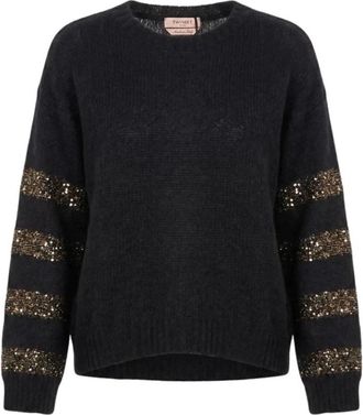 Twinset Twin-Set Truien - Dames - Ronde hals truien - Zwart - M - Truien & Vesten