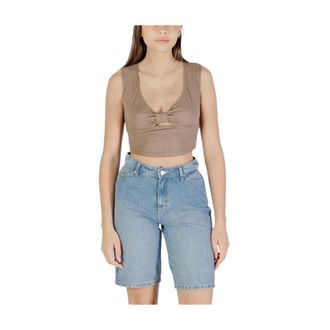 Only Sleeveless Tops, female, Brown, Size: XS Viscose Sleeveless Draped Top