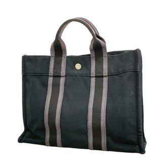 Herm&egrave;s Black Canvas Tote Bag (Pre-Owned)