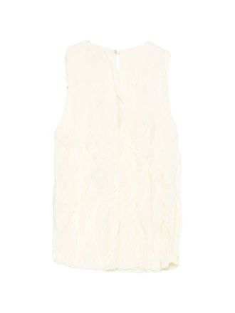 Alysi Crinkled Sleeveless Tank Top - Ivory