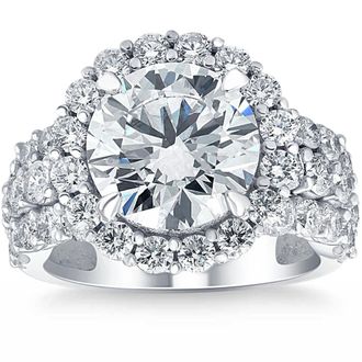 Pompeii3 6 1/2Ct Diamond Halo Engagement Ring Lab Grown in 14k White or Yellow Gold