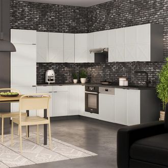 Vicco Cucina angolare completa Fame-Line, Grigio/beige/antracite, 227 x 287 cm, PL Rovere, Vicco