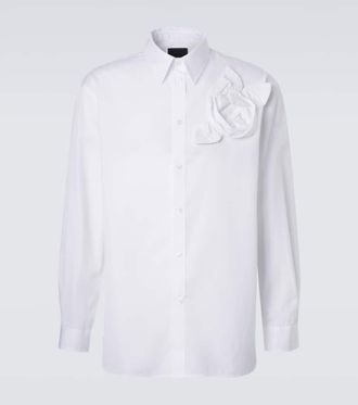 Simone Rocha Floral-appliqu&eacute; cotton poplin shirt