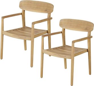 Maisons du monde Sillas de comedor profesionales de exterior de madera de acacia (x2)