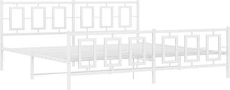 vidaXL Vidaxl - Estructura Cama Sin Colch&oacute;n Con Estribo Metal Blanco 200x200 Cm