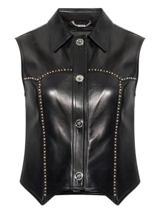 Versace leather sleeveless shirt - Black
