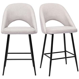 Miliboo Sgabelli da bar in tessuto effetto velluto testurizzato beige H65 cm (set di 2) COSETTE
