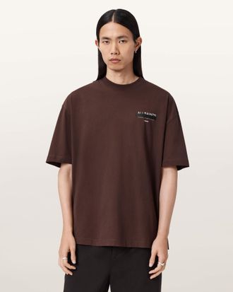 AllSaints Cotton Redact Oversized Embroidered Logo T-Shirt, Size: XXL