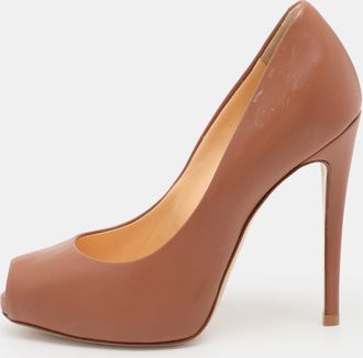 Giuseppe Zanotti Brown Leather Peep Toe Pumps