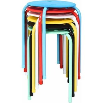 Costway Costway - Set di 6 Sgabello Tondo Impilabile in Metallo, Sgabello Cucina Basso per Bambini Adulti, Sgabelli da Bar Casa Ufficio Aule, 30 x 30 x 44,5