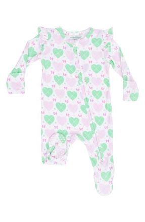 Angel Dear Heart Argyle Zip Footie in Pink/Green/Ivory at Nordstrom, Size Newborn