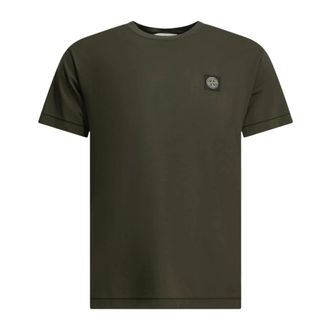 Stone Island Slim-fit T-shirt met kompas-patch - Heren - T-shirts - Groen - S - Katoen - Tops