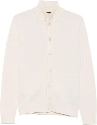 Zanone Ribbed-knit High-neck Wool Cardigan