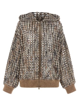 Brunello Cucinelli Balloon Net Embroidery Sweaters And Cardigans Multicolor
