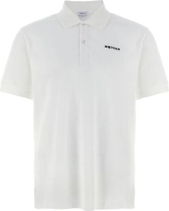 Alexander McQueen Logo Borduur Polo Shirt - Heren - Polos - Wit - S - Katoen - Tops