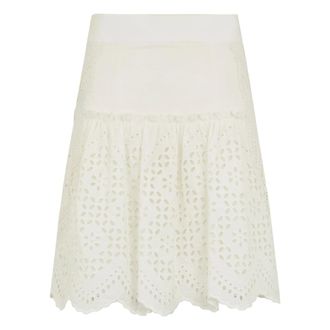 Alberta Ferretti Knee-Length Skirt with Wavy Hem - female - Alberta Ferretti - Short Skirts - White - S - Skirts