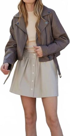 Mauritius Vercy Oversized Leather Jacket In Taupe