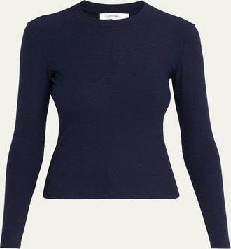Frame Denim The Long-Sleeve Ribbed Crewneck Top