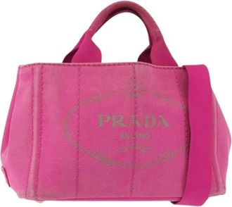 Prada Pre-owned Handbags, female, Pink, Size: ONE SIZE Pre-owned Canvas Handbag