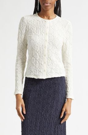 Veronica Beard Gillingham Cotton Blend Stretch Lace Cardigan in Dove at Nordstrom, Size X-Small