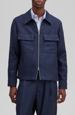 Nn.07 Alban 1808 Canvas Zip-Up Shirt Jacket in Deep Navy at Nordstrom, Size Xx-Large