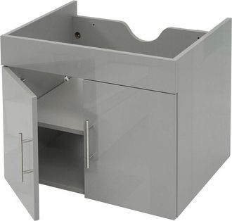 Hhg [nunca Usado] Mueble Bajo Lavabo Hhg-236, Mueble Bajo Lavabo Muebles De Ba&ntilde;o, Mvg Alto Brillo 60cm, Gris