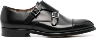 Doucal's Zwarte Leren Monnik Schoenen - Heren - Nette schoenen - Zwart - 45 EU - Leer - Schoenen