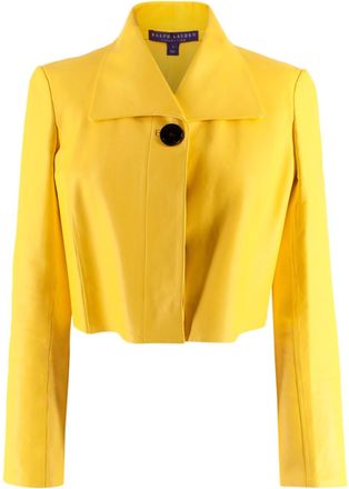 Ralph Lauren Collection Cropped Yellow Leather Jacket Size XS
