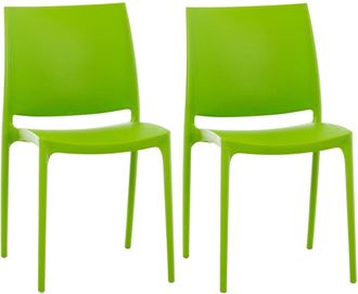 Clp Set de 2 sillas robustas apilables en Plástico Verde