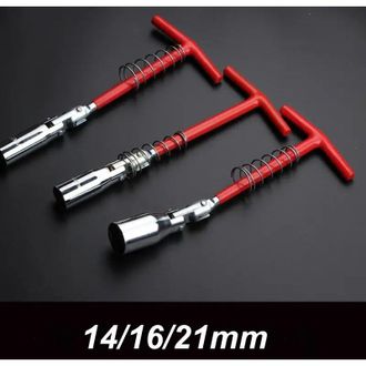 OEM Llave Universal Para Buj&iacute;as De Doble Prop&oacute;sito, Mango En T, Llave Para Buj&iacute;as Con Bisagra, 14/16/21 Mm, 1 Unidad - Crezuo