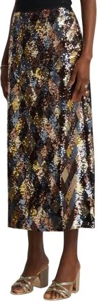 Rixo Kelly Harlequin Sequin Skirt In Gold