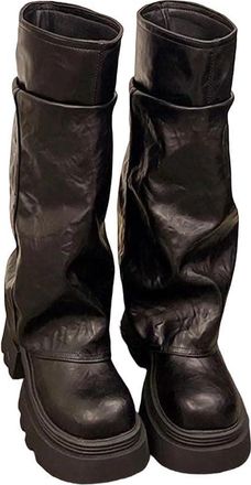 Generic Womens Denim Mid Calf Boots Square Toe Block Heel Designer Style Boots