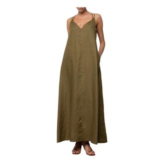 Kaos Maxi Dresses, female, Green, Size: XS Long Linen Dress