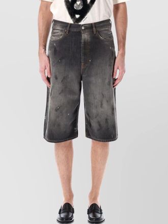 Acne Studios distressed five-pocket faded shorts with belt loops