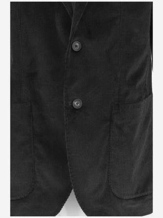 Tagliatore Mens Jacket Ribbed Stretch Cotton Black