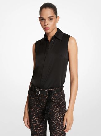 Michael Kors Hansen Charmeuse Sleeveless Shirt