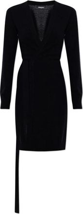 Dsquared2 Jurk met ceintuur - Dames - Korte kleedjes - Zwart - S - Wol - Kleedjes