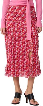 Diane Von F&uuml;rstenberg Heavenly Geo Print Midi Skirt in Pop Link Mini Blondie Pink at Nordstrom, Size Xx-Small