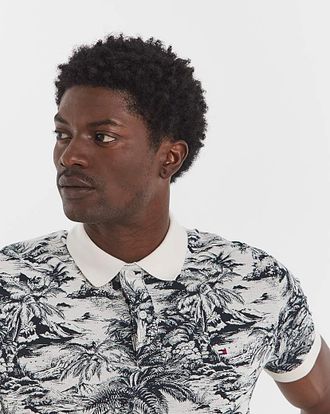 Tommy Hilfiger Printed Linen Mix Polo