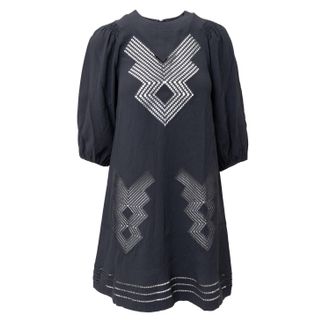 Valentino Rode Valentino Geborduurde Crepe Flared Dress - 10s