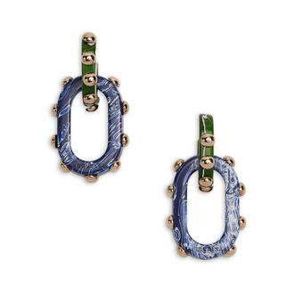 La DoubleJ Nefertiti Double Oorbellen - Dames - Oorbellen - Groen - ONE Size - Polyester - Accessoires
