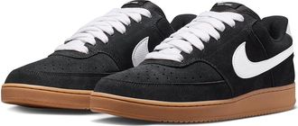 Nike Court Vision Low Flyease V2 Mens Shoes Black/White/Gum Med Brown : 12.5 D - Medium, Faux Leather
