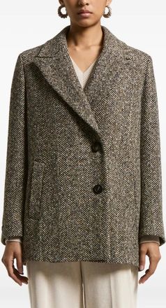 PESERICO Cappotto con motivo a spina di pesce - Marrone