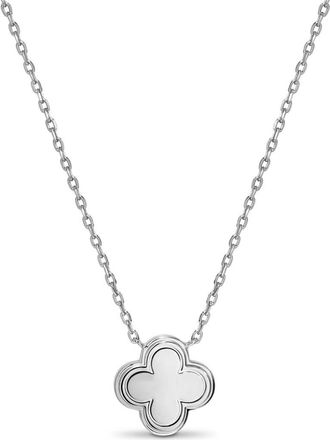 Devata Clover Necklace in Rhodium Plated Sterling Silver at Nordstrom, Size 18