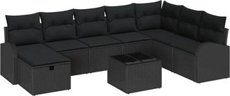 vidaXL Conjunto De Sof&aacute; De Jard&iacute;n 9 Pcs Negro 289 X 179 X 85 Cm Vidaxl