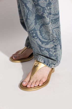 Versace Heeled Flip-flops, Womens, Gold