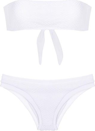 Amir Slama textured bandeau bikini - women - Polyamide/Elastane - GG - White