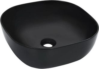 vidaXL Lavabo 42,5x42,5x14,5 cm cerámica negro Vidaxl