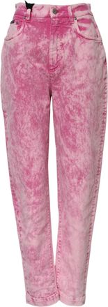 Dolce & Gabbana Womens Pink Tie Dye High Waist Tapered Denim Jeans Cotton Elastane Clothing