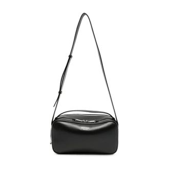 Emporio Armani Leren crossbodytas met logo - Dames - Tassen - Zwart - Maat: ONE Size Zijde